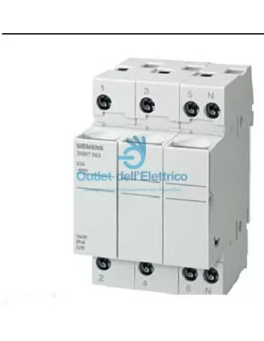 Siemens 3NW7333 Base section for fuse. cyl.8.5x31.5 20a 3p 3um